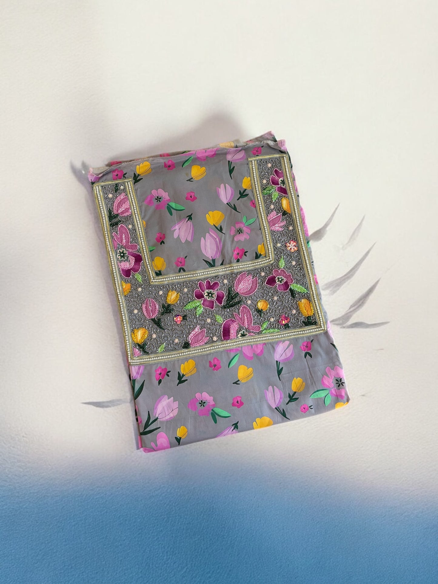 Grey floral - Ready made