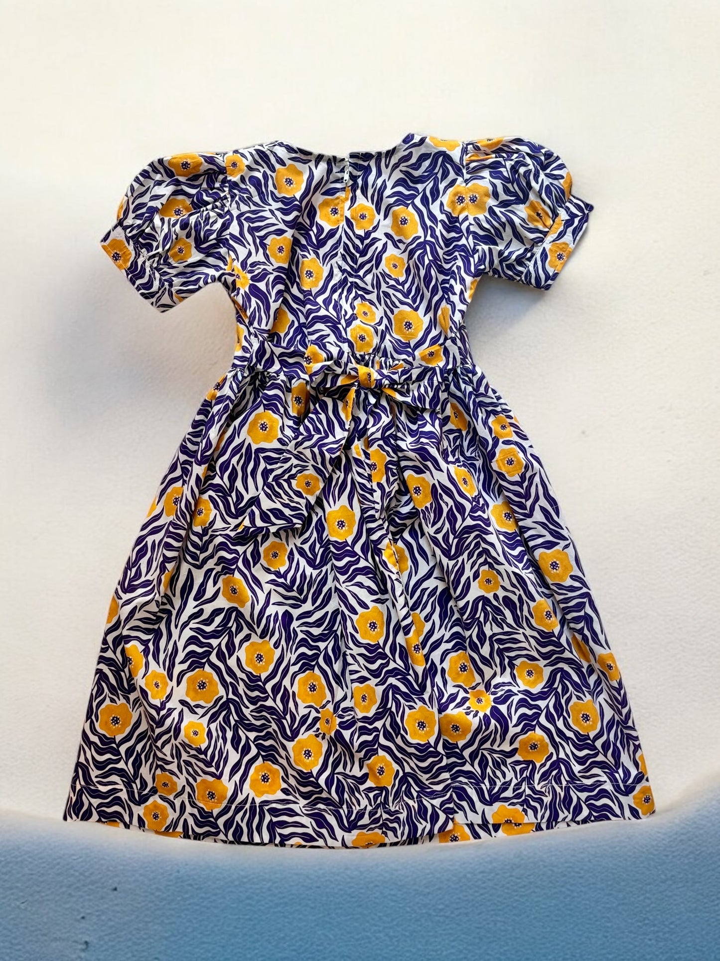 Puff sleeves dress - yellow flowers