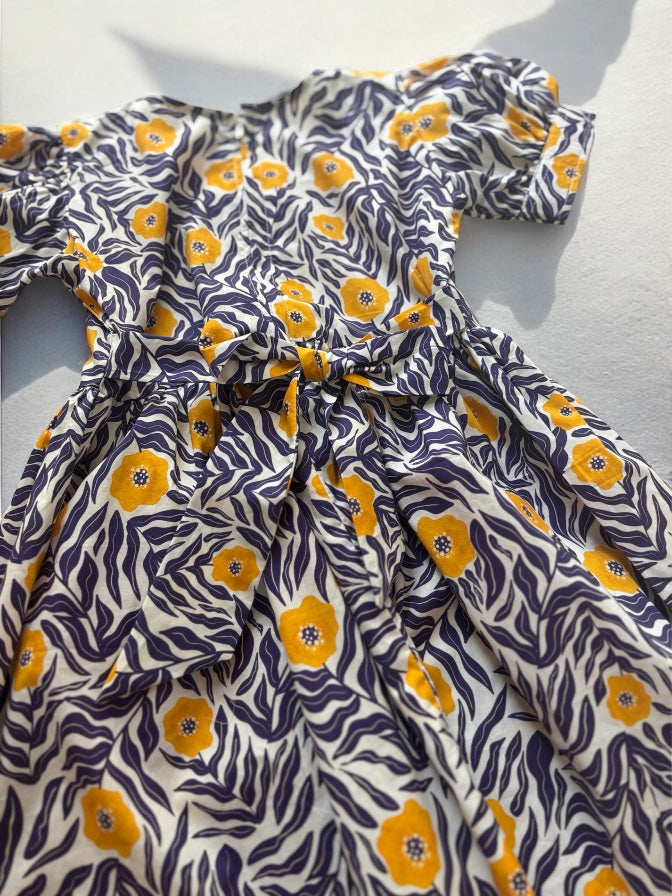 Puff sleeves dress - yellow flowers