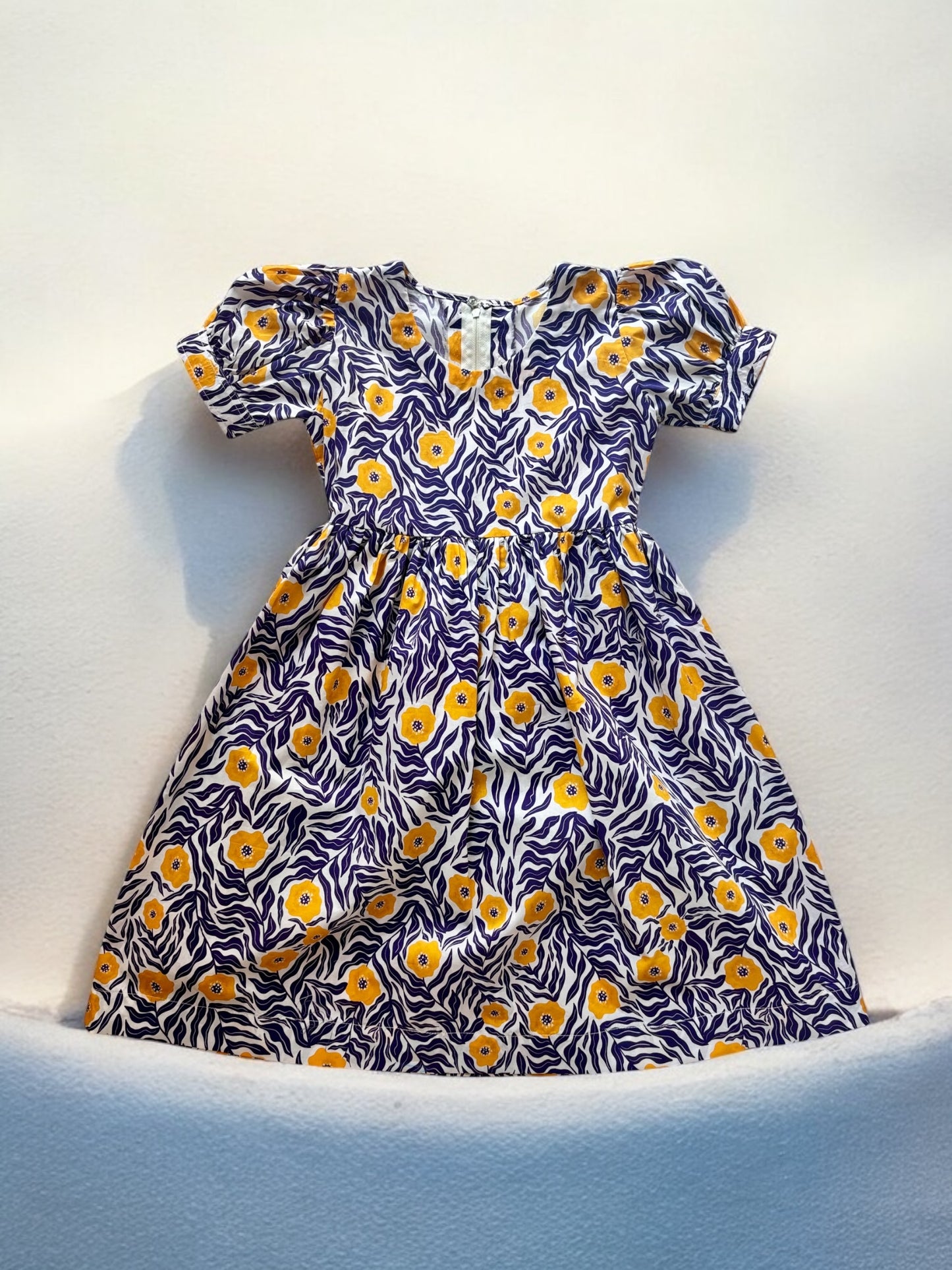 Puff sleeves dress - yellow flowers
