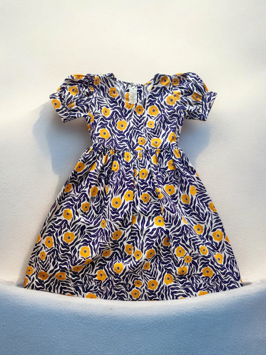 Puff sleeves dress - yellow flowers